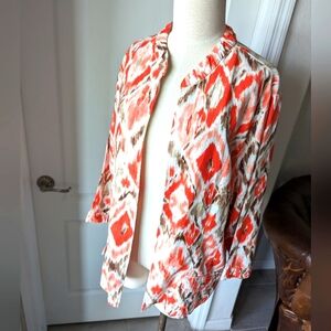 Chico's Linen Blend Ikat Print Jacket